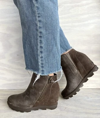 Sorel Joan of Arctic Wedge II Cuero Taupe y Gamuza WP Botines con Cremallera Talla 7.5 Foto 1 de 4