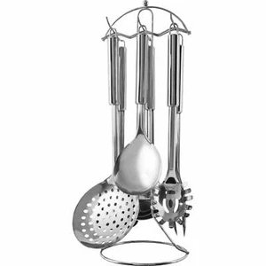 SET DA CUCINA 6PZ MESTOLO PALAFRITTO CUCCHIAIO SPAGHETTI SCHIUMAROLA FORCHETTONE - Imagen 1 de 2