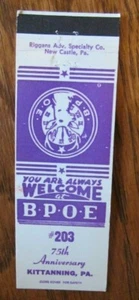FRATERNAL MATCHBOOK COVER: ELKS LODGE NR. 2003 (KITTANNING, PENNSYLVANIA) -G9 - Bild 1 von 1