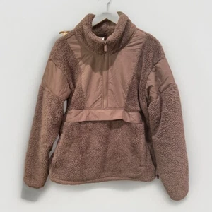 Victoria's Secret PINK Teddy Sherpa Jacket Large EUC 1/4 Zip Cozy Soft Fleece - Picture 1 of 7