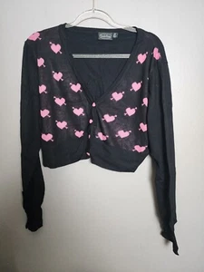 Voodoo Vixen Women's Cropped Heart Cardigan Size 2XL - Picture 1 of 4