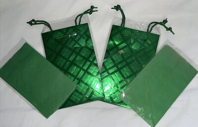 2 bolsas de regalo vintage de baño y carrocería con papel de seda 8,75x5,5x4,74 verde Foto 1 de 4