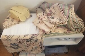 Springs 10 Pc Gold Floral Queen Sz Comforter Set Shams Skirt Valance/Panels EUC 