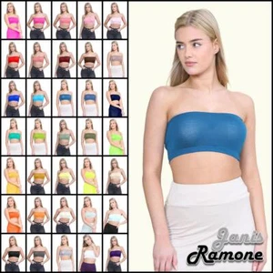 Sujetador Sin tirantes para mujer Prenda para el torso recortada Boob Liso Tubo Bandeau Verano Elastizado Chaleco Prenda para el torso - Imagen 1 de 36