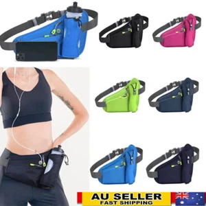 Belt Bag Waist Pack Bum Bags With Water Bottles Holder Sport Hydration Hiking AU - Picture 1 of 16