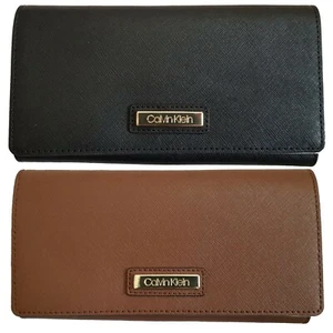 NEW Calvin Klein H6GO1833 Black or Brown/Luggage Tri-Fold Wallet Great Gift Idea - Picture 1 of 7