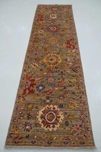 3 x 10 ft Taupe Gray Bidjar Oriental Afghan Hand knotted Transitional Runner Rug - Picture 1 of 17