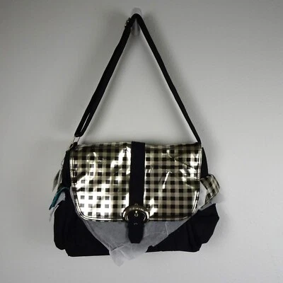 Baby Diaper Bag Kalencom Laminated Buckle Bag Black Gold Changing Pad Bottle Bag - Image 1 of 4