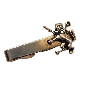 Lion Holding Sword Vintage SWANK Tie Bar Clip Goldtone MCM - Picture 1 of 4