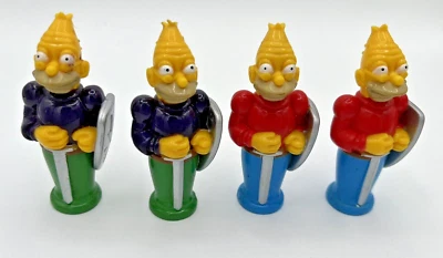 4 The Simpsons 1992 3D Replacement Chess Piece Blue - "Abe" Grandpa, Red, Purple - Image 1 of 4