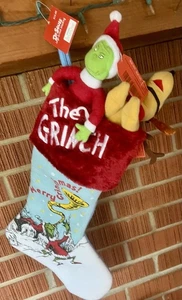 Vintage Dr. Seuss The Grinch & Max Stofftier Plüsch’s & Strumpf mit Etikett 1998 - Bild 1 von 16