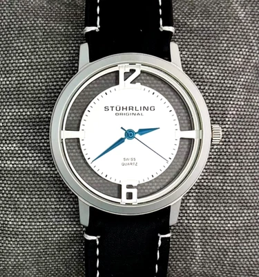 Stuhrling UNN-G2 Swiss Quartz Skeleton Dial Blue Hands S.S Men's Watch 40mm - Image 1 of 4