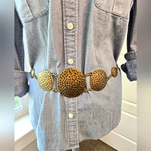 BOHO KETTENGÜRTEL MESSING GEHÄMMERT METALLSCHEIBEN GLIEDER DAMEN OS LAUNISCH FESTIVAL FEE - Bild 1 von 14