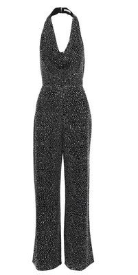 Mono Alice & Olivia Salem Crepé Cuello Halter Adornado con Cristal 4 Foto 1 de 4