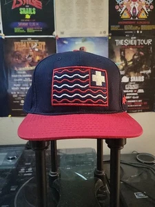 Pink Dolphin Navy Blue Red Two Tone Flag Snapback Hat (See Description) - Picture 1 of 7