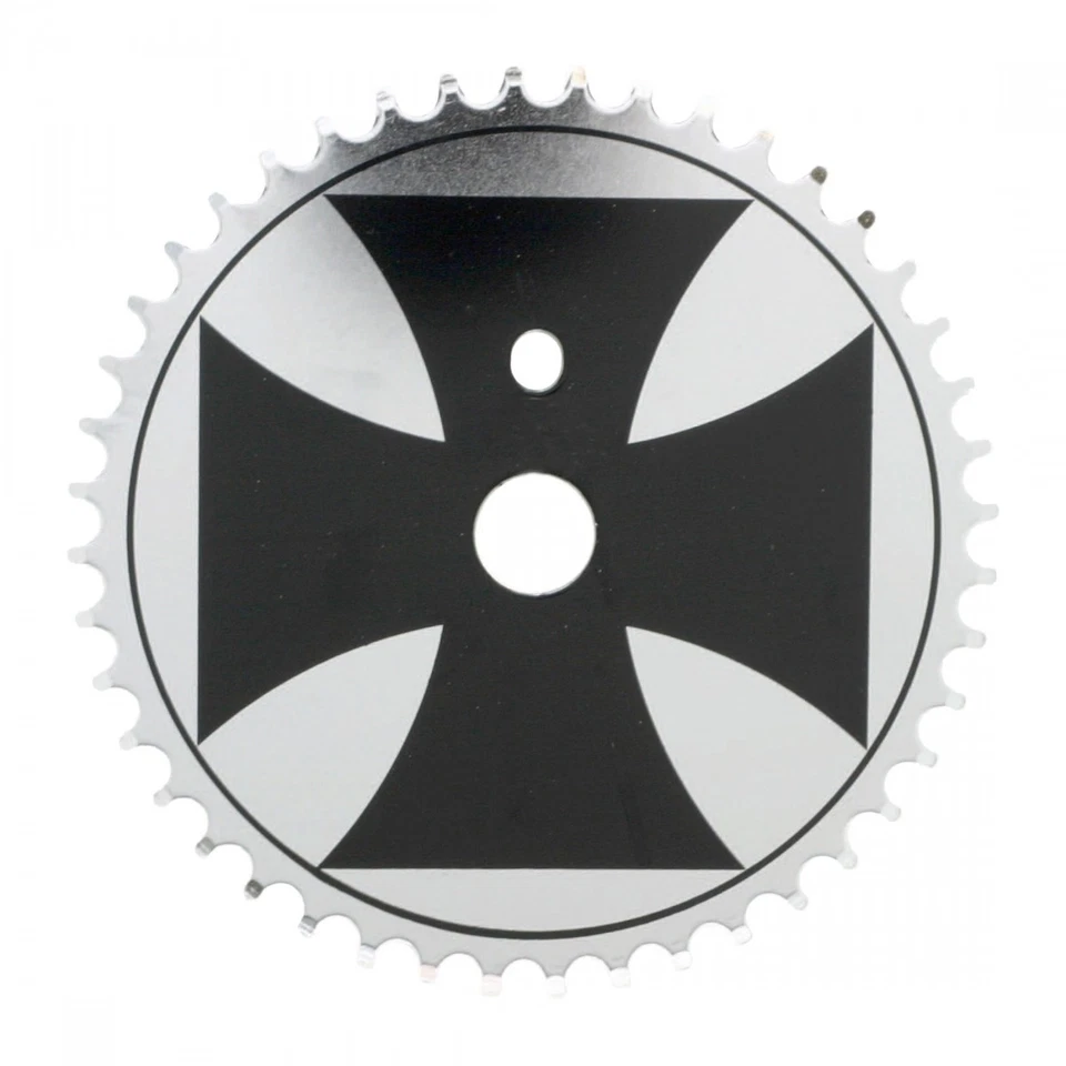 44T Steel BMX Single Chainring for One-Piece Cranksets | Black/Chrome Durability - Image 1 of 1