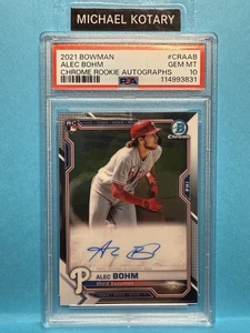 ALEC BOHM 2021 BOWMAN CHROME AUTO PSA 10 Phillies Rookie Craab - Picture 1 of 1