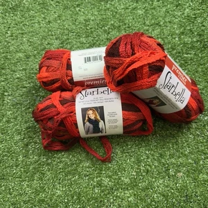 3 Skeins Premier Yarn Starbella 3 oz Red S23 - Picture 1 of 3