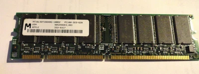Micron APPLE 333-0317 MT16LSDT1664AG-10bd2 128MB SDRAM PC100-323-620  MEMORY 168 - Image 1 of 2