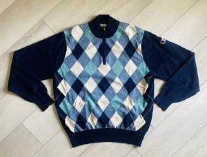 Peter Millar Men’s Quarter Zip Argyle Sweater 100% Cashmere Size Large - Picture 1 of 12