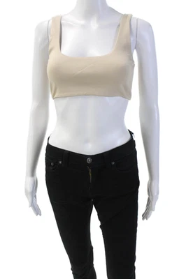 Sujetador deportivo Ronny Kobo para mujer cuello redondo sin mangas ajustado beige talla S Foto 1 de 4