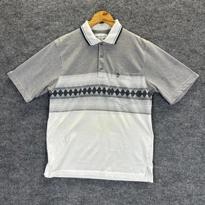 Vintage Munsingwear Shirt Mens Medium Gray White Polo Geometric Stripe Penguin - Picture 1 of 13