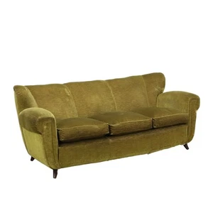 Vintage 3 Seater Sofa Velvet Spring Design Italy 1950s To Be Restored - Picture 1 of 10