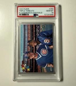 1993 Fleer Triple Threats Ryan Sandberg Sheffield #356 PSA 10 GEM Mint HOF Cubs - Picture 1 of 4
