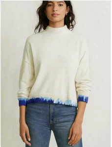 Pilcro Alani Cashmere Mock Neck Sweater Womens Small Beige Long Sleeve - Picture 1 of 11