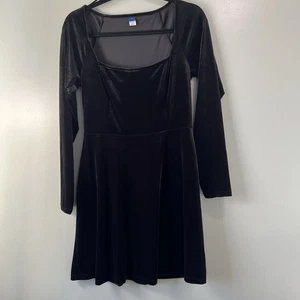 Old Navy schwarzes Minikleid Fit and Flare Samt, Größe M - Bild 1 von 13