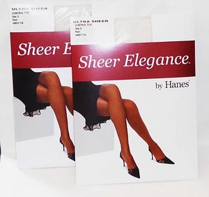 2 Pkg Of Hanes Sheer Elegance Ultra Sheer Control Top Sheer Toe PEARL Size E - Picture 1 of 1