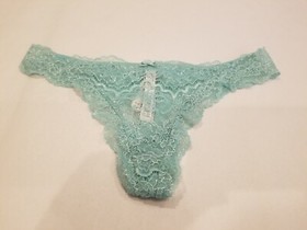 Victoria Secret DREAM ANGELS Lace Thong Panty New With Tags Sea Glass Green