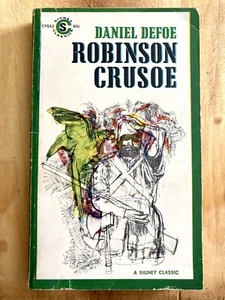 ROBINSON CRUSOE by DANIEL DEFOE 1961 VINTAGE SIGNET PAPERBACK MID-CENTURY ART VG - Picture 1 of 4