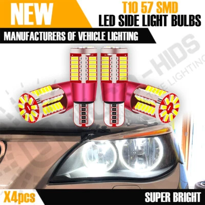 4X BMW E60 XENON WHITE ANGEL EYE LED CANBUS BULBS W5W T10 501 PARKING LIGHT - Image 1 of 4
