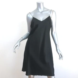Helmut Lang Zipper Slip Dress Black Satin Size Medium - Picture 1 of 7