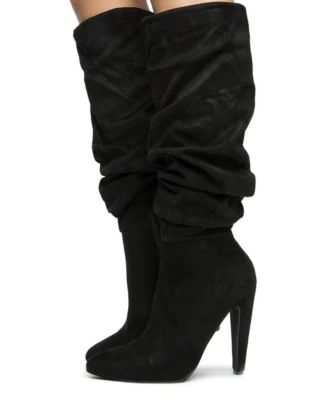 MICHAEL ANTONIO McKay 黑色人造麂皮绒细跟及膝靴 7 码 — 第 1/4 张图片