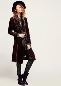 Free People XS/TP Deep Purple Rayon/Silk Dress Jacket VELVET - Picture 1 of 7