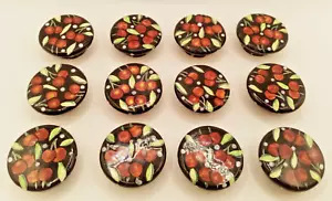 12 Black with Cherries Ceramic Drawer knobs Unbranded - Picture 1 of 13