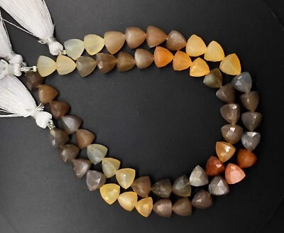 Multi Moonstone Straight Drill 9 mm Size Trillion Shape Beads 9" Strand - Image 1 of 4