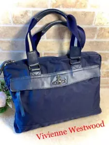 Vivienne Westwood Orb Business Hand Tote Bag Briefcase Navy From Japan - Picture 1 of 6