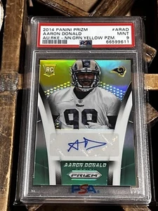 2014 Panini Prizm Aaron Donald Neon Green Yellow /50 #ARAD PSA 9 Rookie Auto RC - Picture 1 of 2