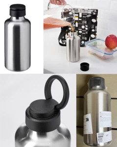 IKEA ENKELSPARIG Water bottle, stainless steel/black, 0.7 l, 23 oz - Picture 1 of 7