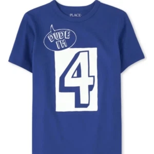 The Children’s Place boys T-shirt Size Medium 7/8 Dude I’m 4 blue white - Picture 1 of 3