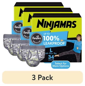 (3 pack)  Boys Bedwetting Nighttime Underwear, Size L (64-95+ lbs), 34 Count   - Picture 1 of 12