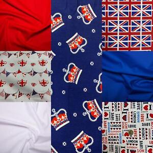 Union Jack Fabric -  Kings Coronation, Flags, Red, White, Blue, Patchwork,Craft