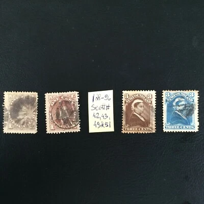 Canada/Newfoundland stamps 1888-96 1c, 3c USED Scott # 42 43 49 & 51 RARE  Foto 1 de 2