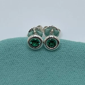 Tiffany & Co. Sterling Silver Elsa Peretti Color By The Yard Tsavorite Earrings - Picture 1 of 4