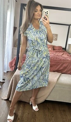 Vintage 70’s Wildflower Manufacturing Size M/L Blue Tie Waist Midi Dress - Image 1 of 4