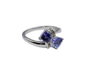 JS Joseph Schmid Ring 925 Sterling Silver Purple Tanzanite & White Topaz Size 7 - Picture 1 of 15