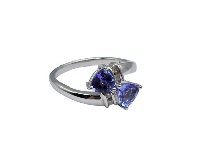 JS Joseph Schmid Ring 925 Sterling Silver Purple Tanzanite & White Topaz Size 7 - Image 1 of 4
